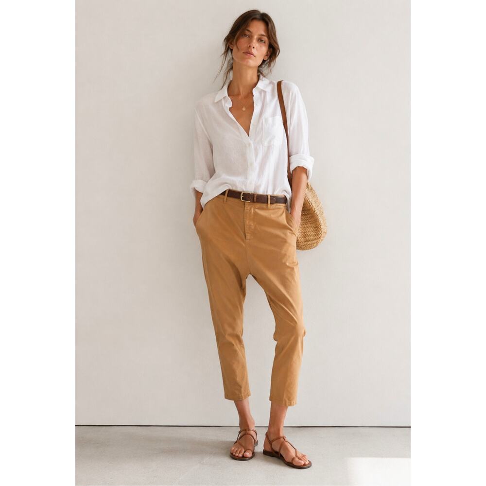Nili Lotan 6 Camel Paris Pants $345 Drop Crotch Cropped Tan NWT! Slouchy Cotton